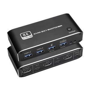 2-Way USB-C/ HDMI 8K KVM Switch 2-Port USB KVM Switcher Dual 8K HDMI KVM-UCHD862P