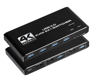 2-Way USB 3.0/ HDMI 4K KVM Switch 2-Port USB KVM Switcher Dual 4K HDMI KVM-U3HD462P