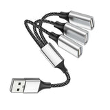 USB Hub USB Splitter Y Cable Data and Charging USB 1 to 3 Extension Cord UHC231