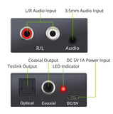 Analog to Digital Audio Converter Stereo L/R 3.5mm Aux to Coaxial Toslink Optical Audio Adapter ADC02